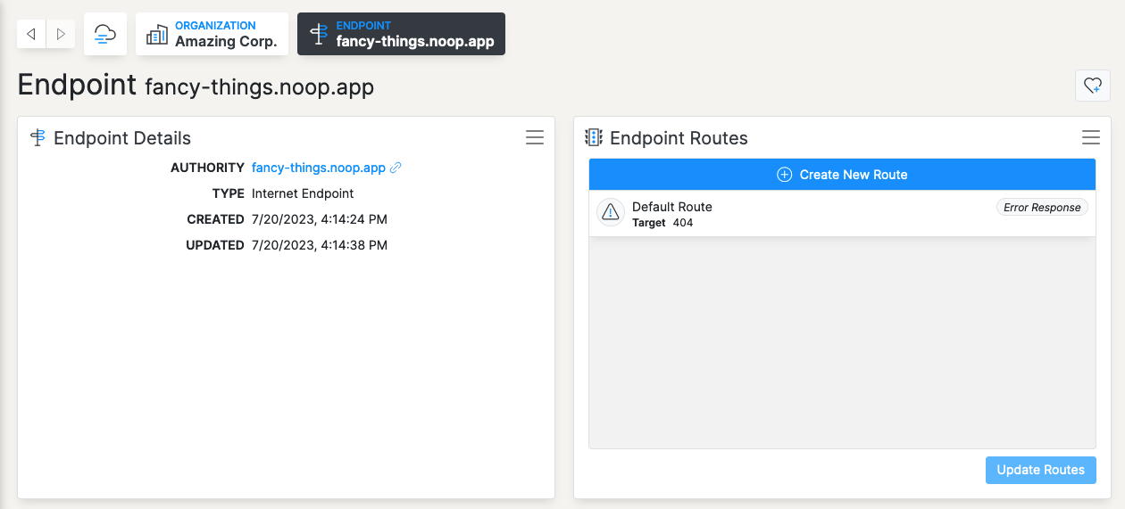 Endpoint Dashboard page